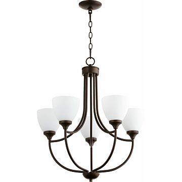 Enclave Five Light Chandelier in Oiled Bronze by Quorum International