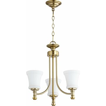 Rossington Three Light Chandelier in Aged Brass by Quorum International