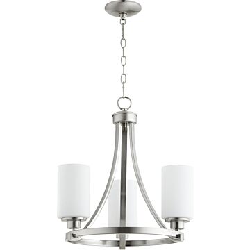 Lancaster Three Light Chandelier in Satin Nickel by Quorum International