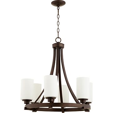 Lancaster Six Light Chandelier in Oiled Bronze by Quorum International