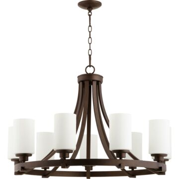 Lancaster Nine Light Chandelier in Oiled Bronze by Quorum International