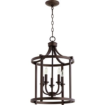 Lancaster Five Light Entry Pendant in Oiled Bronze by Quorum International