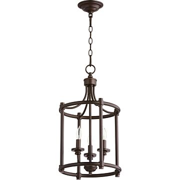 Rossington Three Light Entry Pendant in Oiled Bronze by Quorum International