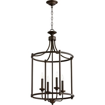 Rossington Four Light Entry Pendant in Oiled Bronze by Quorum International