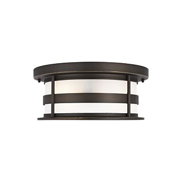 Wilburn 2-Light Outdoor Flush Mount in Antique Bronze