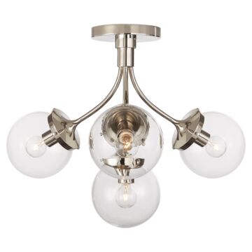 Prescott  Semi Flush Mount in Polished Nickel by Visual Comfort Signature
