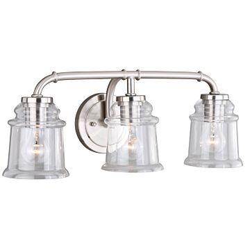Toledo 3-Light Bathroom Vanity Light in Satin Nickel