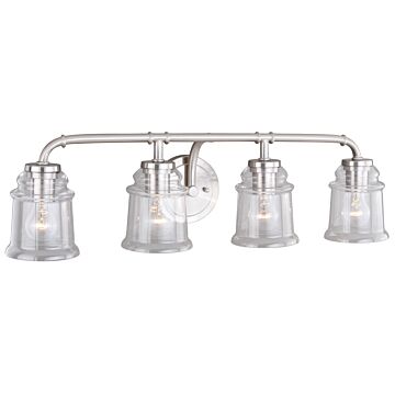 Toledo 4-Light Bathroom Vanity Light in Satin Nickel