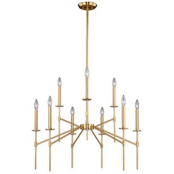Kedzie 9-Light Chandelier in Natural Brass