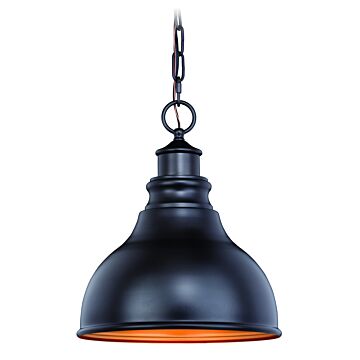 Delano 1-Light Outdoor Pendant in Oil Burnished Bronze and Light Gold