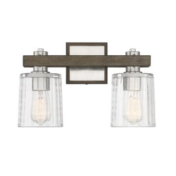 Halifax Two Light Bath Bar in Satin Nickelith Gray Wood by Savoy House