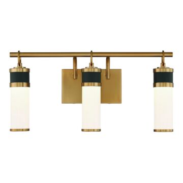 Savoy House Abel 3 Light LED Bathroom Vanity Light in Matte Black with Warm Brass Accents