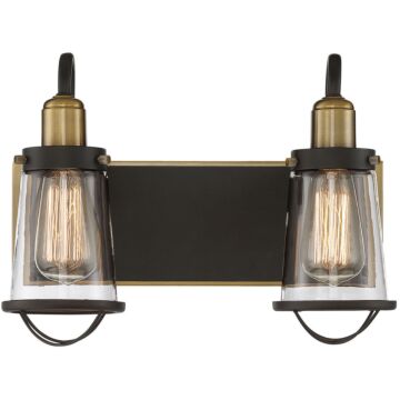 Lansing Two Light Bath Bar in English Bronze and Warm Brass by Savoy House
