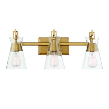 Lakewood Three Light Bathroom Vanity in Warm Brass by Savoy House