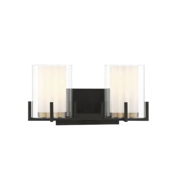 Eaton Two Light Bathroom Vanity in Matte Blackith Warm Brass Accents by Savoy House