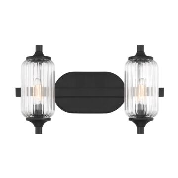 Holton 2-Light Bathroom Vanity Light in Matte Black