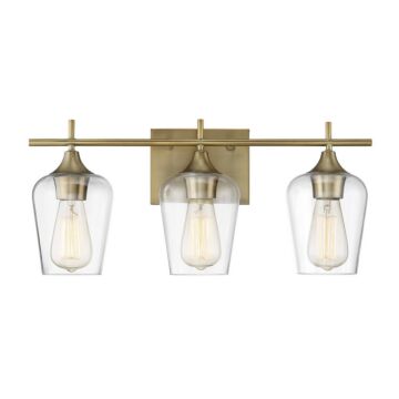 Octave Three Light Bath Bar in Warm Brass by Savoy House
