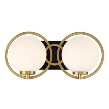 Alhambra Two Light Bathroom Vanity in Matte Blackith Warm Brass by Savoy House