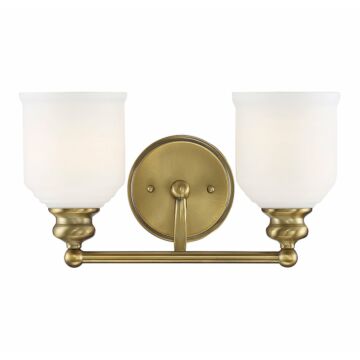 Melrose Two Light Bath Bar in Warm Brass by Savoy House