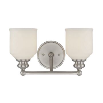Melrose Two Light Bath Bar in Satin Nickel by Savoy House