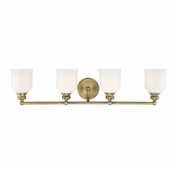 Melrose Four Light Bath Bar in Warm Brass by Savoy House