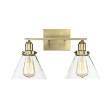 Drake Two Light Bath Bar in Warm Brass by Savoy House