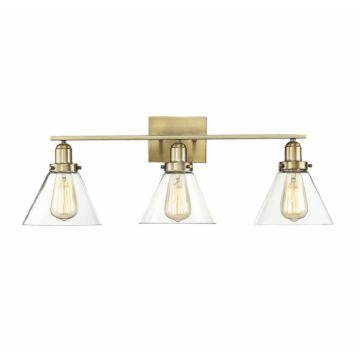 Drake Three Light Bath Bar in Warm Brass by Savoy House