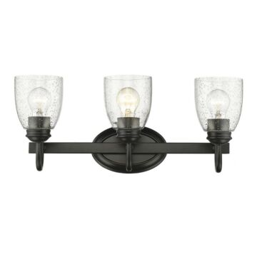 Parrish Three Light Bath Vanity in Matte Black by Golden