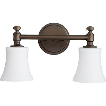 Rossington Two Light Vanity in Oiled Bronze  Satin Opal by Quorum International