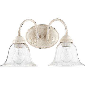Spencer Two Light Vanity in Persian White  Clear Seeded by Quorum International