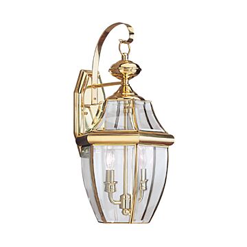 Lancaster 2-Light Outdoor Wall Lantern in Polished Brass