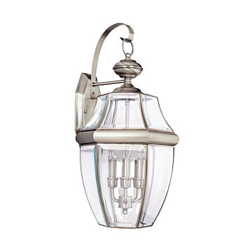 Lancaster 3-Light Outdoor Wall Lantern in Antique Brushed Nickel