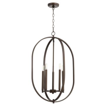 Collins Four Light Entry Pendant in Oiled Bronze by Quorum