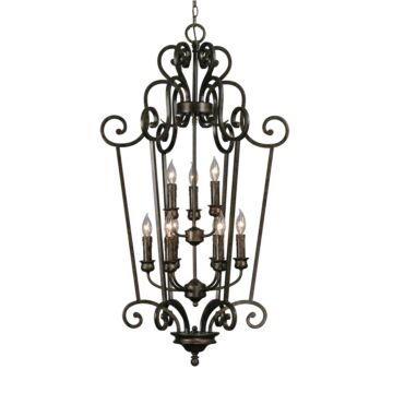 Heartwood Nine Light Foyer Pendant in Burnt Sienna by Golden