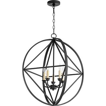 Quorum Transitional 5 Light 24 Inch Pendant Light in Noir