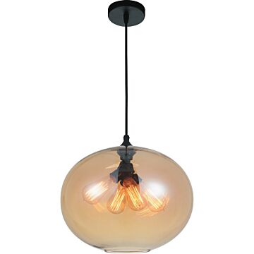 Glass Four Light Pendant in Black by CWI Lighting