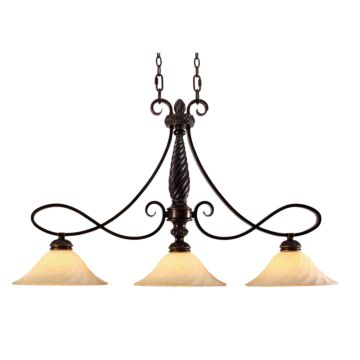 Torbellino Three Light Linear Pendant in Cordoban Bronze by Golden