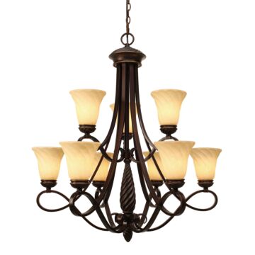 Torbellino Nine Light Chandelier in Cordoban Bronze by Golden