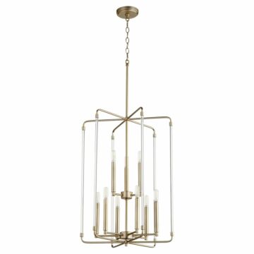 Optic Nine Light Entry Pendant in Aged Brass by Quorum International