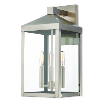 Nyack 3-Light Outdoor Wall Lantern in Brushed Nickel