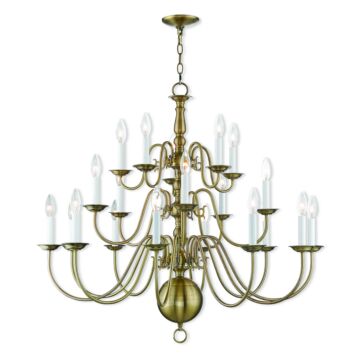 Williamsburgh 20-Light Foyer Chandelier in Antique Brass