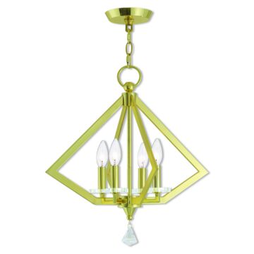 Diamond 4-Light Mini Chandelier in Polished Brass