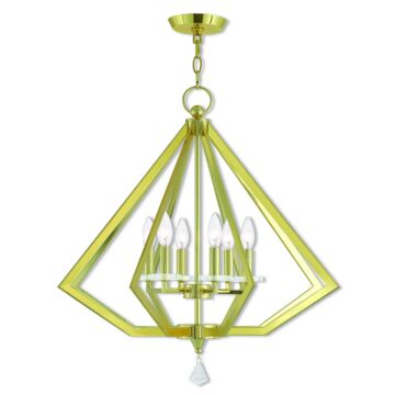 Diamond 6-Light Chandelier in Polished Brass
