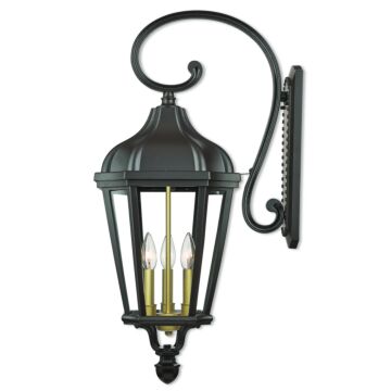 Morgan 3-Light Outdoor Wall Lantern in Bronze w with Antique Gold Cluster