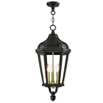 Morgan 3-Light Outdoor Pendant in Bronze w with Antique Gold Cluster