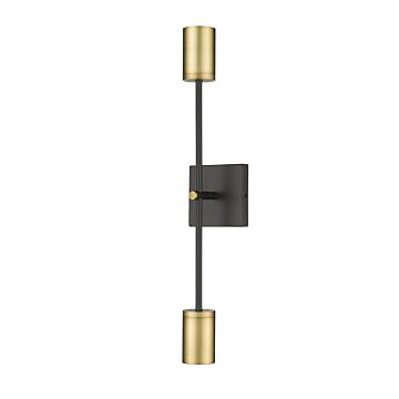 Z-Lite Calumet 2-Light Wall Sconce In Matte Black With Olde Brass
