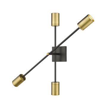 Z-Lite Calumet 4-Light Wall Sconce In Matte Black With Olde Brass