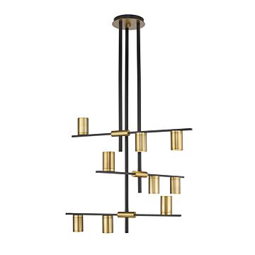 Z-Lite Calumet 9-Light Chandelier In Matte Black With Olde Brass