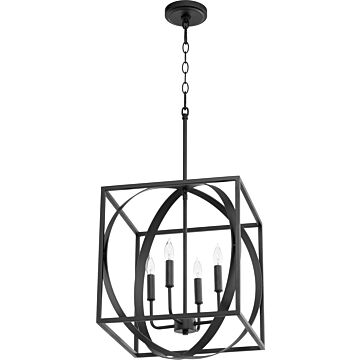 Cube and Sphere Pendants Four Light Pendant in Textured Black by Quorum International