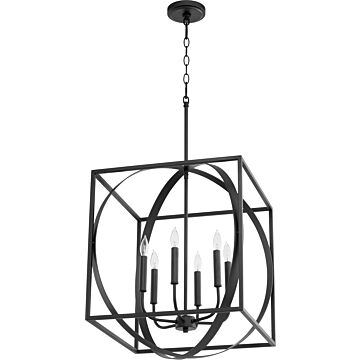 Cube and Sphere Pendants Six Light Pendant in Textured Black by Quorum International
